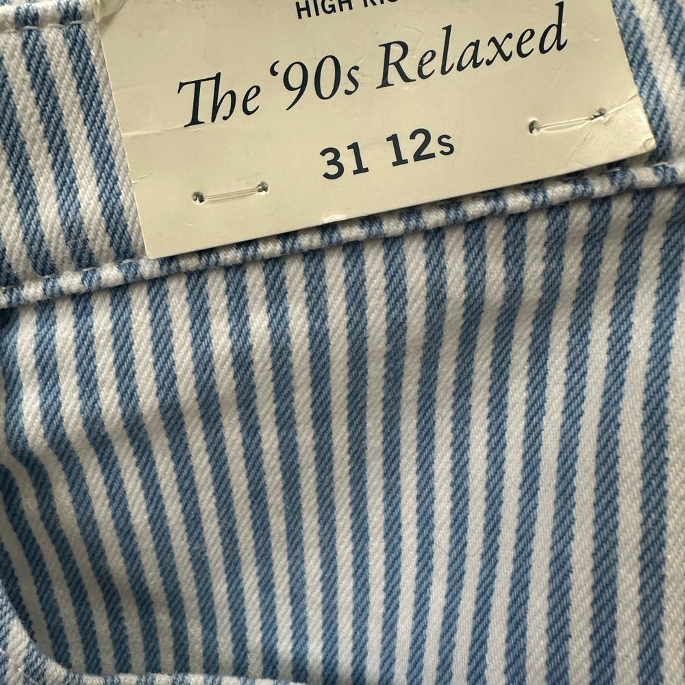 Abercrombie & Fitch Curve Love 90s relaxed fit jean in blue white stripe 31S NWT - Picture 6 of 10